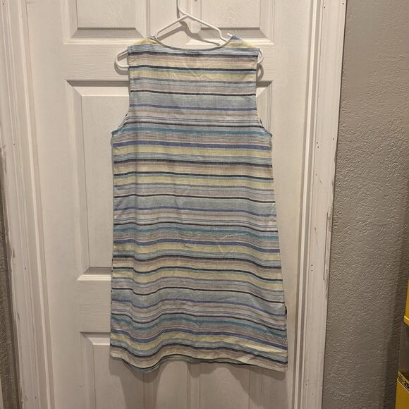 Christopher & Banks Womens Tank Dress Striped Linen Cotton Blend Size Large - Picture 4 of 6